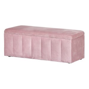 Storage Ottoman Blanket Box Velvet Chest Toy Foot Stool Couch Bed – Pink