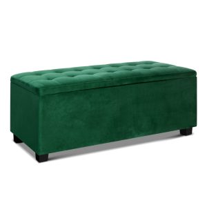 Large Fabric Storage Ottoman – Green