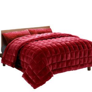 Bedding Faux Mink Quilt Burgundy – KING