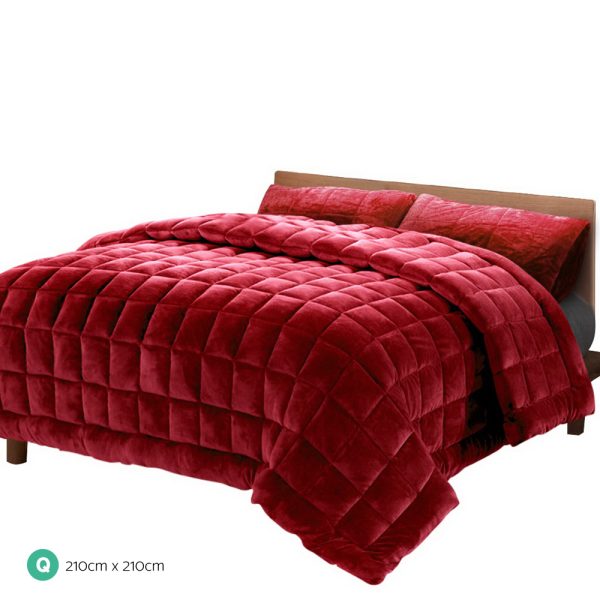 Bedding Faux Mink Quilt Burgundy