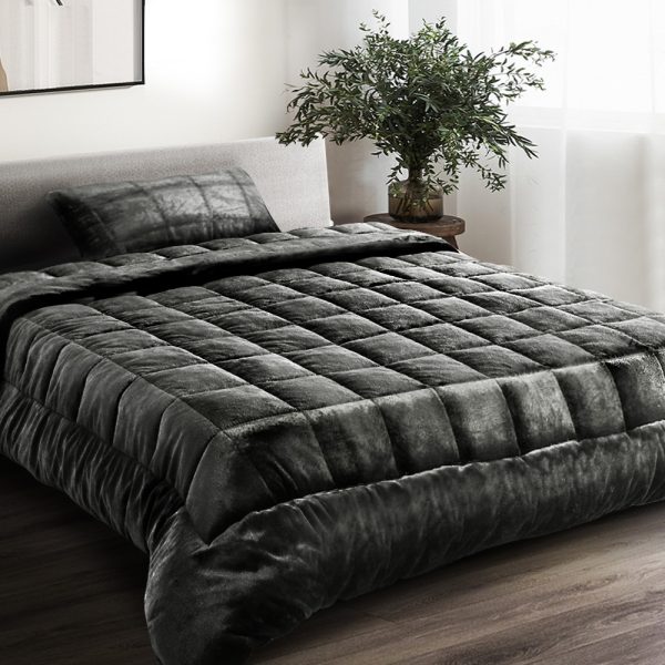 Bedding Faux Mink Quilt Charcoal – SINGLE