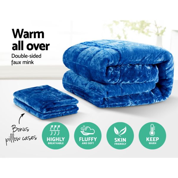 Bedding Faux Mink Quilt Teal – QUEEN