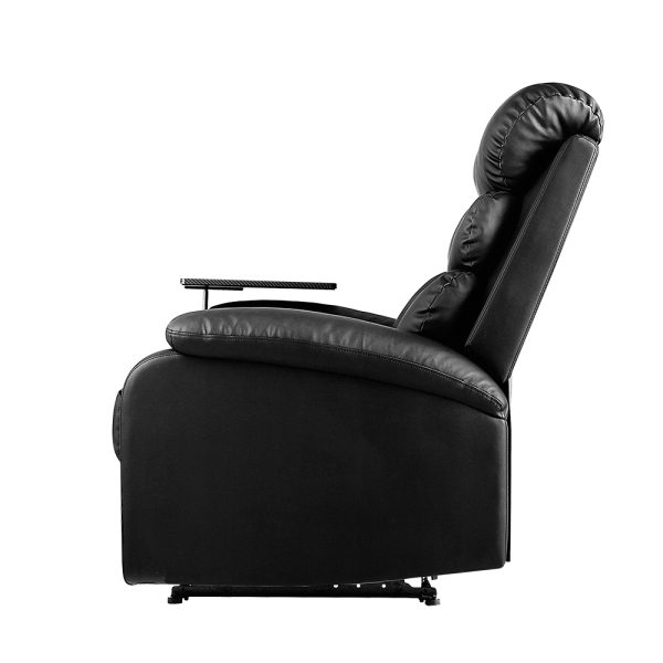 Recliner Chair Armchair Lounge Sofa Chairs Couch Black Tray Table – Leather