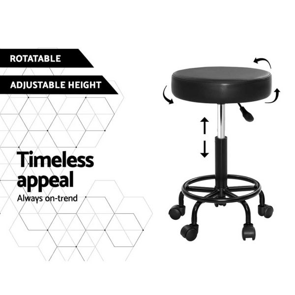 Round Salon Stool Stools Black Swivel Barber Hair Hydraulic Chairs Lift – 1