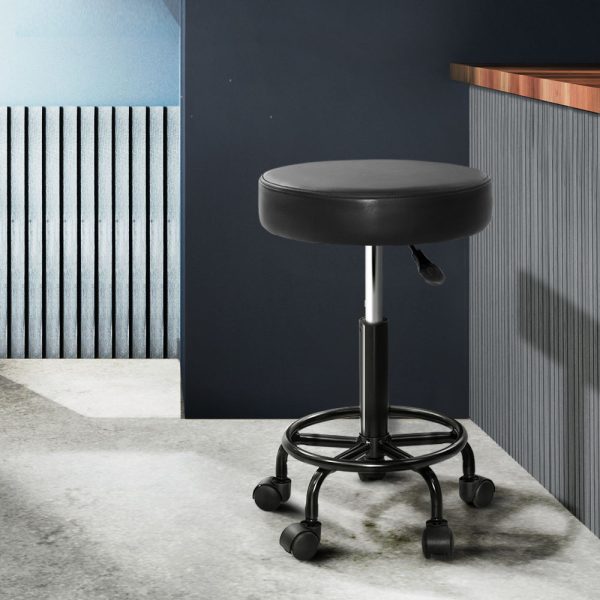 Round Salon Stool Stools Black Swivel Barber Hair Hydraulic Chairs Lift – 1