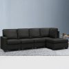 Ammon Sofa Lounge Set Modular Chaise Chair Suite Couch Dark Grey – 5 Seater