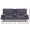 Sofa Bed 175CM Dark Grey Fabric