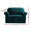 Velvet Sofa Cover Plush Couch Cover Lounge Slipcover – Agate Green, 1 Seater