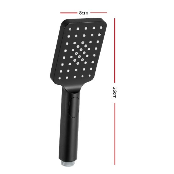 Handheld Shower Head 3.1” High Pressure 3 Spray Modes Square Black