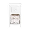 Bedside Table 1 Drawer with Basket Rustic White X2