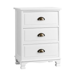 Dearne Vintage Bedside Table Chest Storage Cabinet Nightstand – White