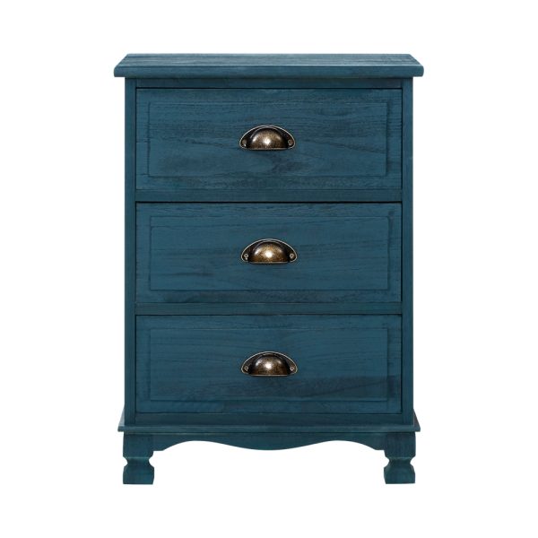 Bedside Table 3 Drawers Vintage – THYME Blue