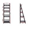 Display Shelf 5 Tier Wooden Ladder Stand Storage Book Shelves Rack – Coffee