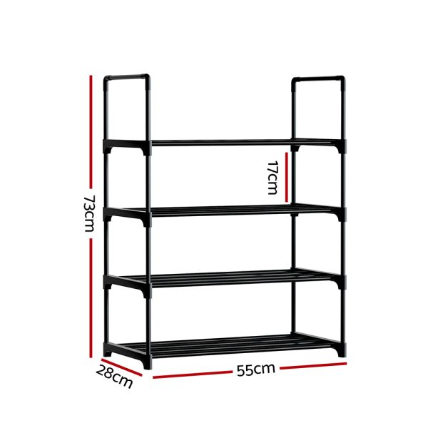 Shoe Rack Stackable Shelves 4 Tiers Shoes Storage Stand Black