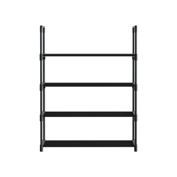 Shoe Rack Stackable Shelves 4 Tiers Shoes Storage Stand Black – 55x28x73 cm