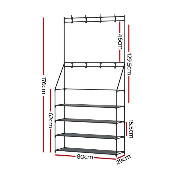 Shoe Rack Hall Tree 16 Pairs Black