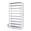 Shoe Rack 10-Tier (50 Pair) Shoes Organiser DIY Stackable Organizer Storage Shelf Stand Holder Portable Wardrobe – Silver