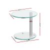 Coffee Table Round Tempered Glass Side End Beside Tables Cafe 45cm