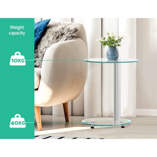 Coffee Table Round Tempered Glass Side End Beside Tables Cafe 45cm