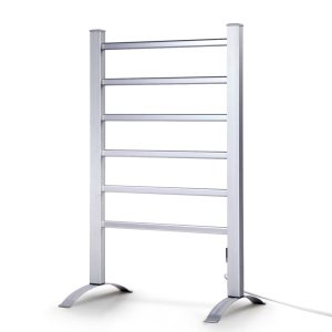 Electric Heated Towel Rail Rails Warmer Rack Aluminium – 6 Bars