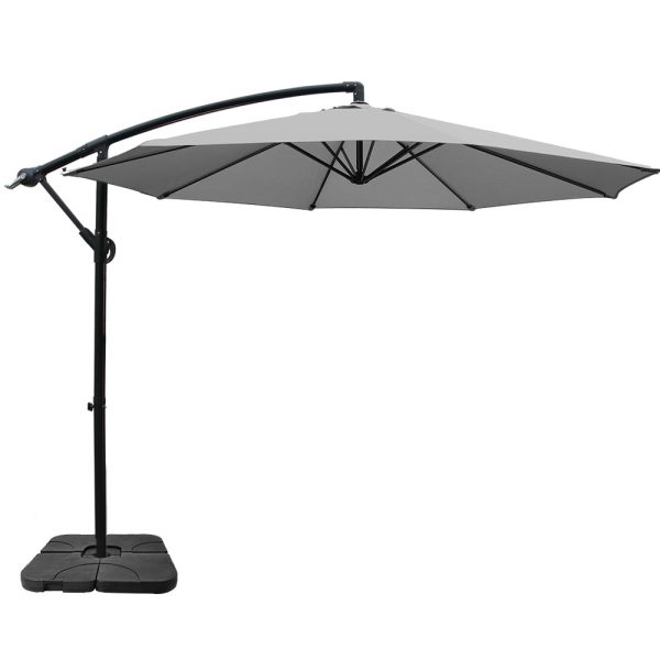 3M Umbrella with Base Outdoor Umbrellas Cantilever Sun Beach Garden Patio