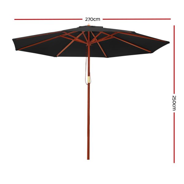 Outdoor Umbrella 2.7M Pole Cantilever Stand Garden Umbrellas Patio Black