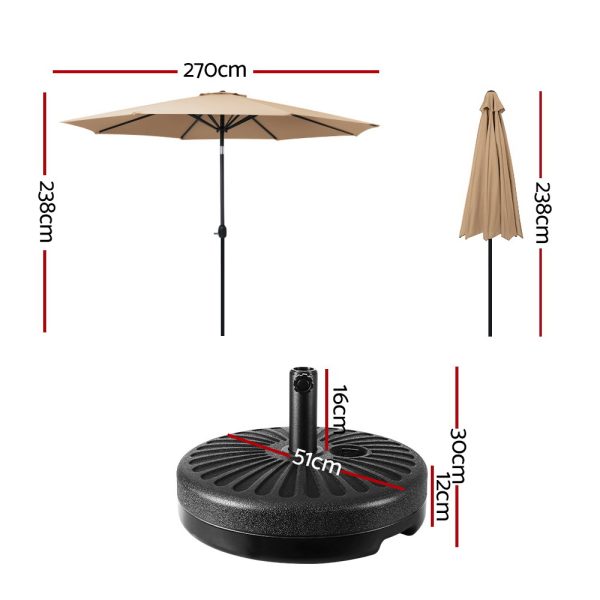 Outdoor Umbrella 2.7m Base Beach Pole Garden Tilt Sun Patio UV