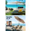 Outdoor Umbrella 2.7m Base Beach Pole Garden Tilt Sun Patio UV – Beige