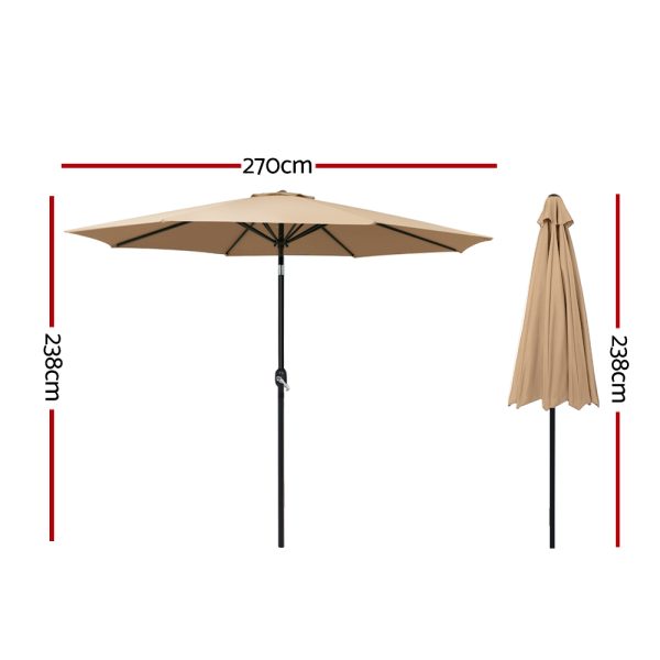 Outdoor Umbrella Umbrellas Beach Pole Garden Tilt Sun Patio UV 2.7m