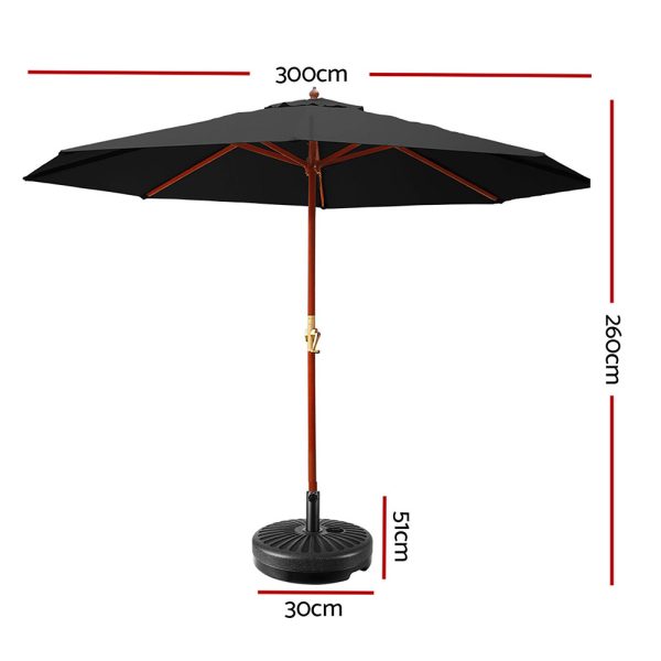 Outdoor Umbrella 3M Pole Cantilever Stand Garden Umbrellas Patio