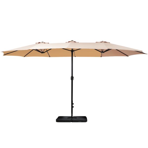 Outdoor Umbrella Beach Twin Base Stand Garden Sun Shade 4.57m – Beige