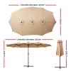 Outdoor Umbrella Twin Umbrella Beach Stand Base Garden Sun Shade 4.57m – Beige