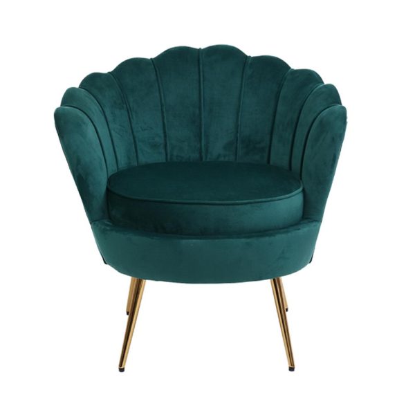 Armchair Lounge Chair Accent Armchairs Retro Lounge Accent Chair Single Sofa Velvet Shell Back Seat – Green