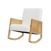 Armchair Rocking Chair Boucle Rattan White