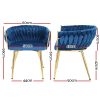 Dining Chair Velvet Weaving Armchair Blue