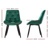 Set of 2 Starlyn Dining Chairs Kitchen Chairs Velvet Padded Seat – Green