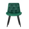 Set of 2 Starlyn Dining Chairs Kitchen Chairs Velvet Padded Seat – Green