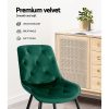 Set of 2 Starlyn Dining Chairs Kitchen Chairs Velvet Padded Seat – Green