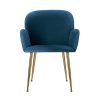 Set of 2 Kynsee Dining Chair Armchair Cafe Chair Upholstered Velvet – Navy