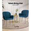 Set of 2 Kynsee Dining Chair Armchair Cafe Chair Upholstered Velvet – Navy