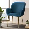 Set of 2 Kynsee Dining Chair Armchair Cafe Chair Upholstered Velvet – Navy