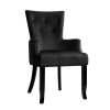 Dining Chair Velvet French Provincial Armchair Black