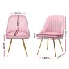 Set of 2 Dining Chairs Retro Chair Cafe Kitchen Modern Metal Legs Velvet – Pink