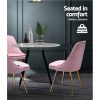 Set of 2 Dining Chairs Retro Chair Cafe Kitchen Modern Metal Legs Velvet – Pink