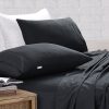 Elan Linen 100% Egyptian Cotton Vintage Washed 500TC Double Bed Sheets Set – Charcoal