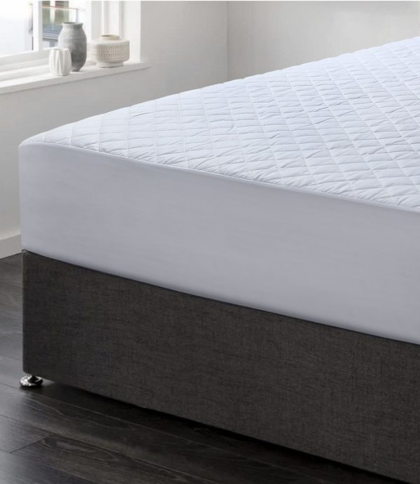 Elan Linen 100% Cotton Quilted Fully Fitted 50cm Deep Waterproof Mattress Protector – DOUBLE