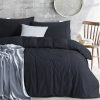 Elan Linen 100% Egyptian Cotton Vintage Washed 500TC Charcoal King Single Quilt Cover Set