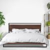 Ansonia Bed Frame With Headboard Black Wood Steel Platform Bed – Black – SINGLE