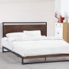 Ansonia Bed Frame With Headboard Black Wood Steel Platform Bed – Black – SINGLE