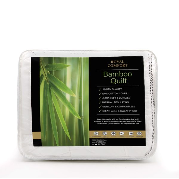 Royal Comfort Bamboo Blend Quilt 250GSM Luxury Duvet 100% Cotton Cover – Double – White